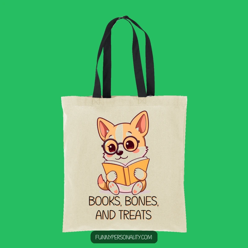 Funny Dog Tote Bag: Monocled Reader, Chic Book Lover Gift