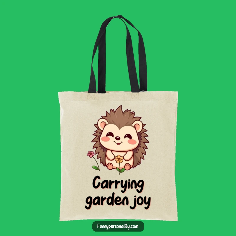 Funny Hedgehog & Flower Tote Bag: Carry Nature's Joy Everywhere