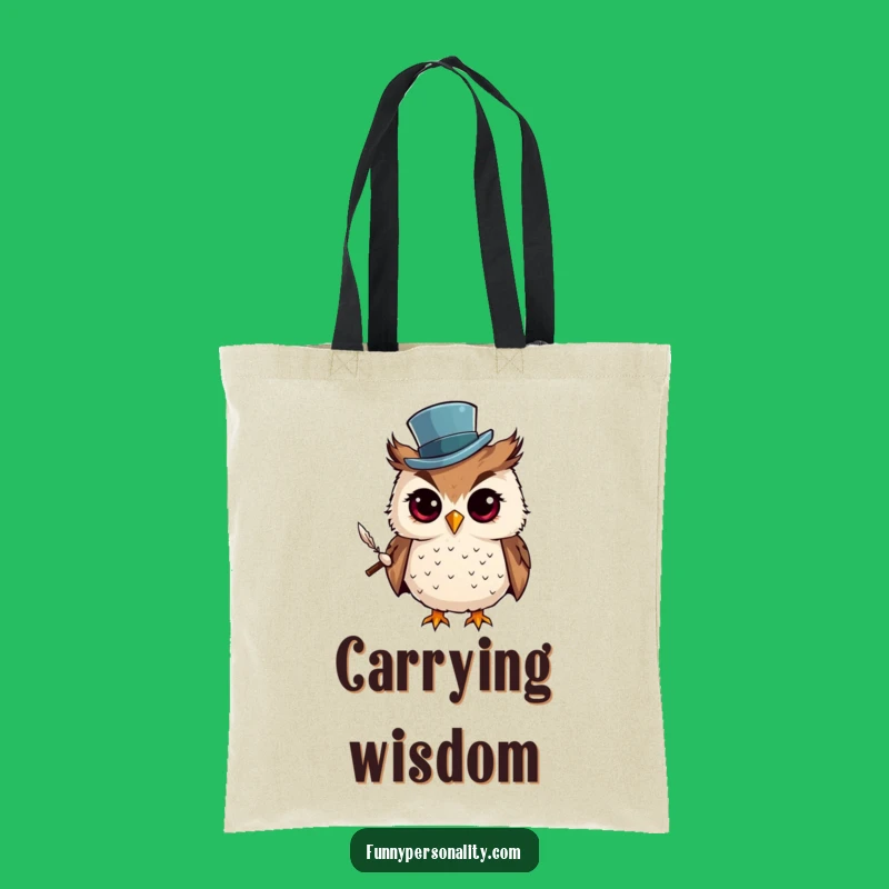 Funny Owl Top Hat Tote Bag - Curious Scholar Bag for Book Lovers
