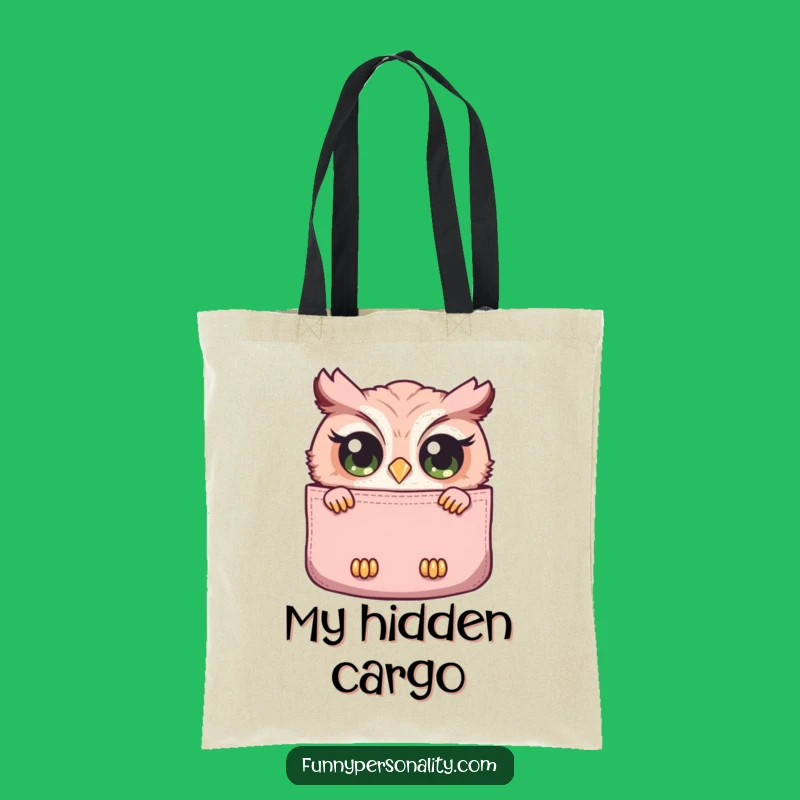Funny Owl Pocket Tote Bag - Curious Carryall Funny Gift