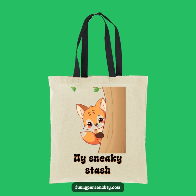 Funny Fox Peeking Tote Bag: Mischievous Cartoon Animal, Practical Humor Gift