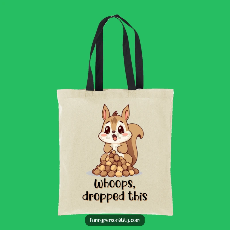 Funny Surprised Squirrel Tote Bag: Whimsical Carryall with Dropped Nuts, Perfect Gift